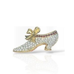 Swarovski Crystal Victorian Shoe Heel Pin Vintage Jewelers Collection Brooch